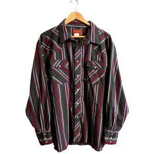Vintage Rustler Shirt Mens XXL Western Pearl Snap Striped X Long Tails Cowboy
